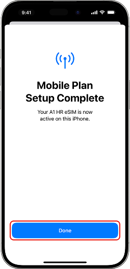 Aktivacija eSIM-a je dovršena!